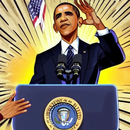 Image similar to Obama in jojo stand style