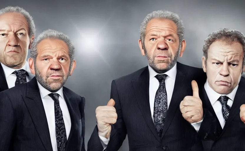 Prompt: alan sugar running in a confusing dream sequence. the apprentice