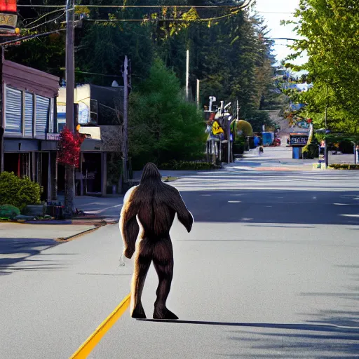 Image similar to bigfoot walking down the street in downtown Bremerton Washington