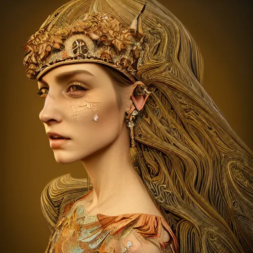 Image similar to wonderful princess of fractals and patterns, beautiful face, hyper detailed, background intricate and detailed, ornate 8 k gorgeous intricate detailed, octane render