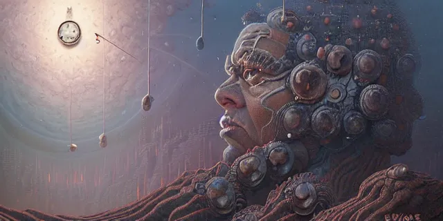 Prompt: painting hyperdetailed watch face by dan seagrave and tomasz alen kopera and simon stahlenhag