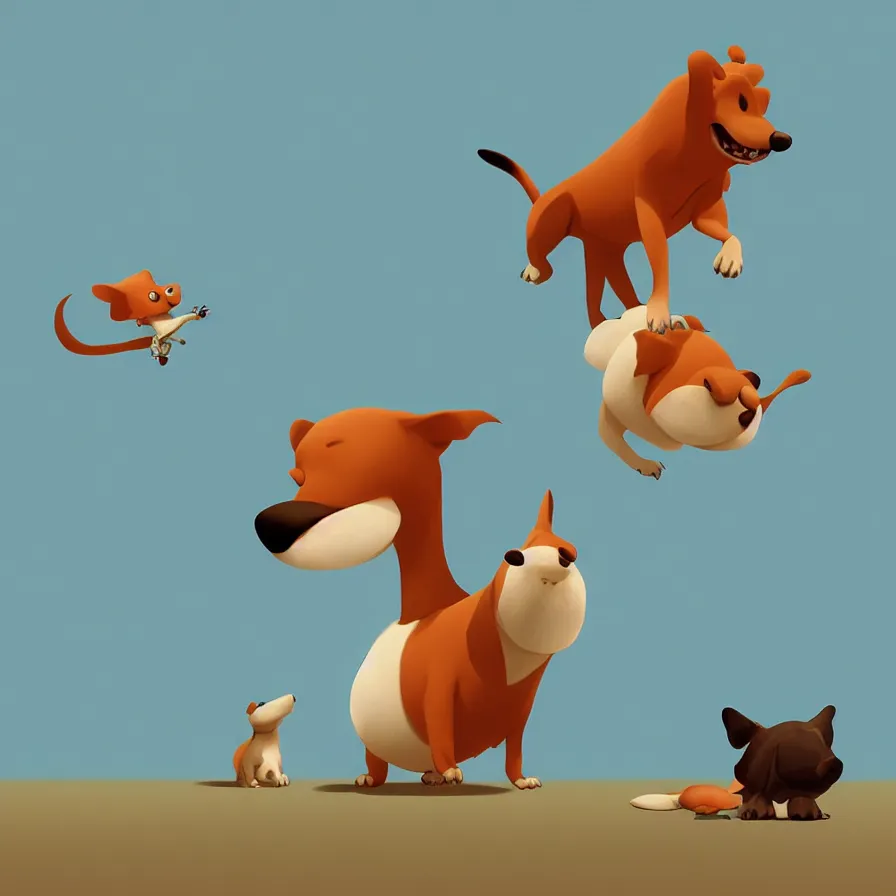 Prompt: Goro Fujita illustrating A dog on a flat background, caricatured animals, art by Goro Fujita, sharp focus, highly detailed, ArtStation