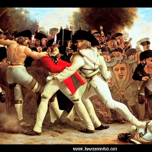 Prompt: Napoleon Bonaparte vs Chuck Norris fight scene