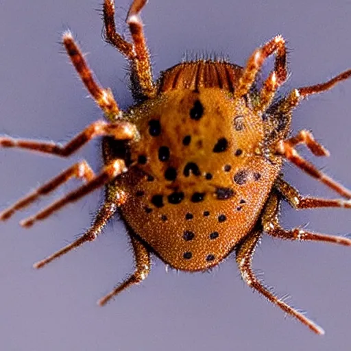 Image similar to horrifying spider trypophobia small spiders on it's back coming out