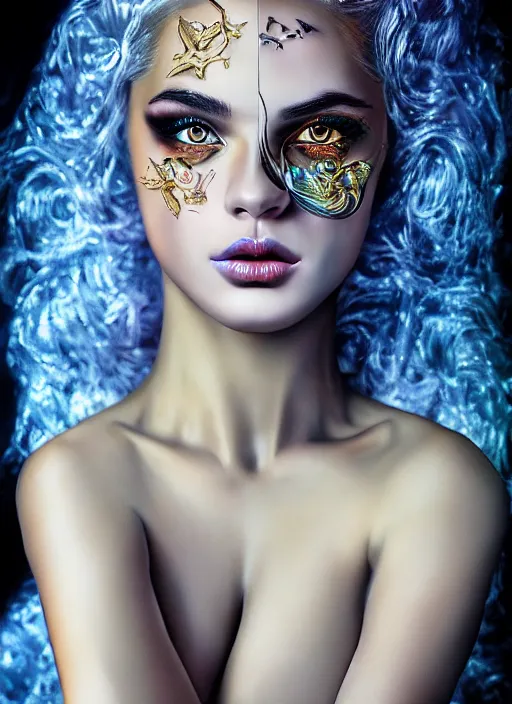 Prompt: photo of a gorgeous sultry young woman in the style of David la chapelle , realistic, sharp focus, 8k high definition, 35mm film photography, photo realistic, insanely detailed, intricate, elegant, art by David kostic and stanley lau and artgerm