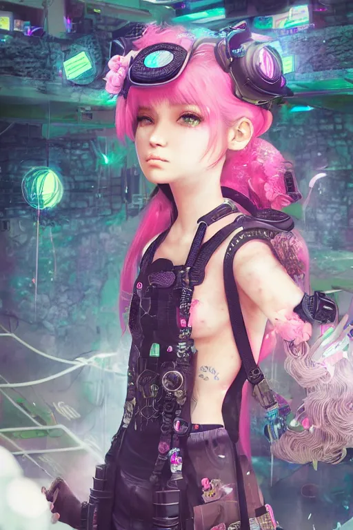 Image similar to solarpunk girl kawaii wearing oculus, ultra realistic, concept art, intricate details, highly detailed, photorealistic, octane render, 8 k