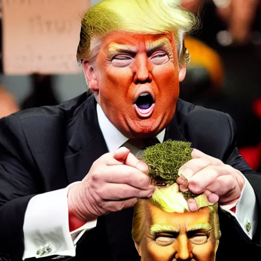 Image similar to donald trump's chopped off head collected by a vikingo