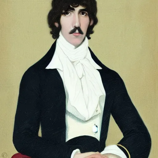 Image similar to regency era painting of a young george harrison in the style of leighton