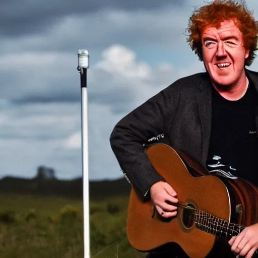 Prompt: Jeremy clarkson as Ed sheeran in middle of nowhere, photorealistic