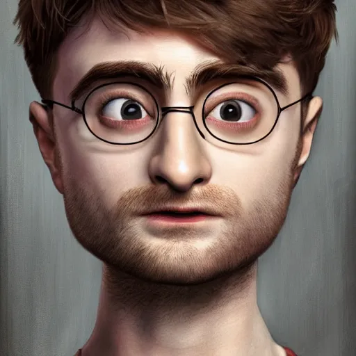 Prompt: mrpotatohead character mixed with daniel radcliffe, artgem, digital painting, color painting, hyperrealistic, concept art, oil painting, masterpiece, concept art, trending on deviantart, realistic and detailed face, highly detailed, high quality, 8 k, soft lighting, fancy colors, fantasy, cinematic, high coherence