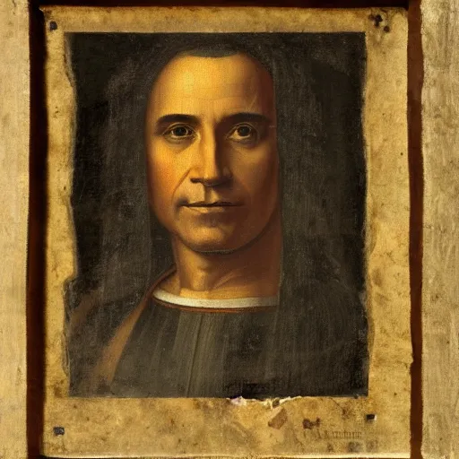 Image similar to portrait of barack obama, painted by leonardo da vinci