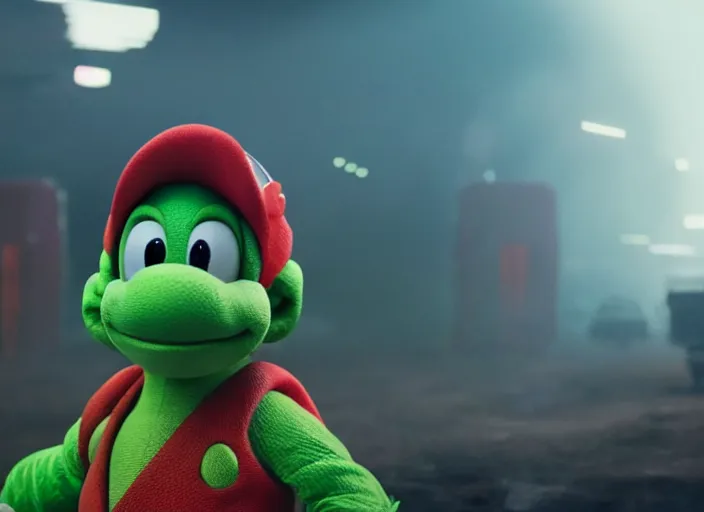 Image similar to film still of yoshi in the new sci - fi movie, 8 k