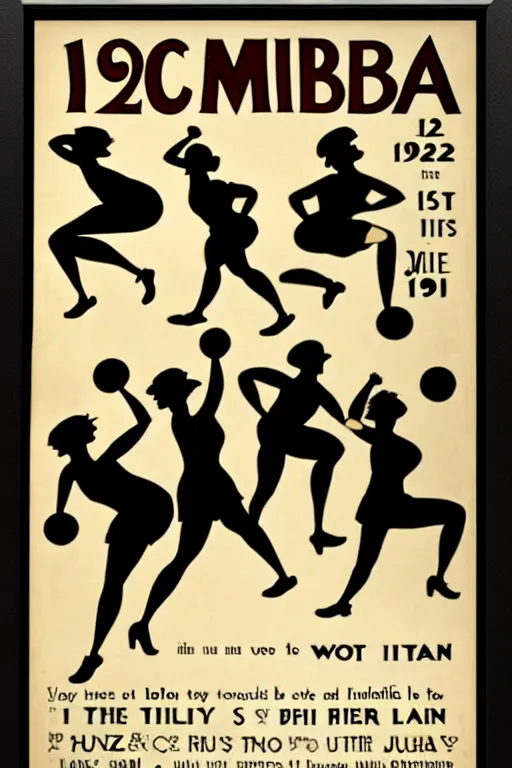 Image similar to 1920s zumba fitness art poster