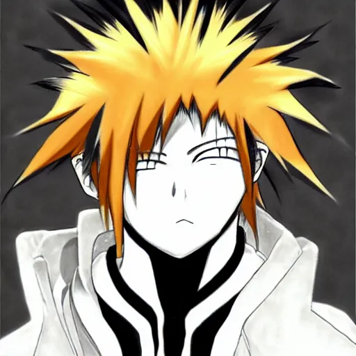 Prompt: Kempachi with an undercut haircut, Anime art, Bleach,