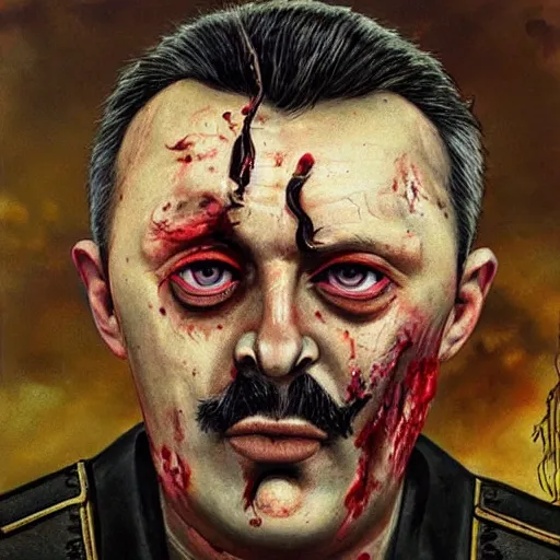 Image similar to igor ivanovich strelkov became bloody ugly worm, photo - realistic, color image, 2 k, highly detailed, bodyhorror, occult art