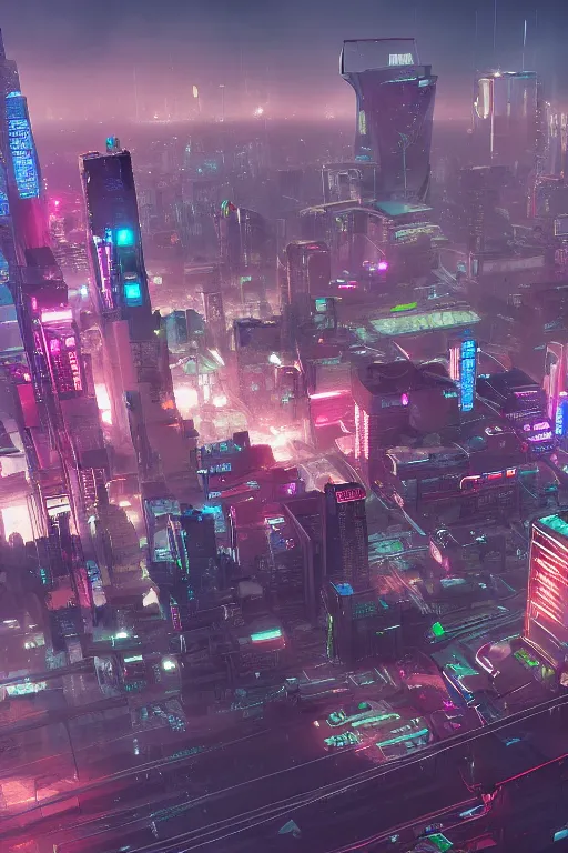 Prompt: cyberpunk city lviv, a lot of future technologies, flying cars, unreal engine, octane render, epic scale, cinema view, 8 k