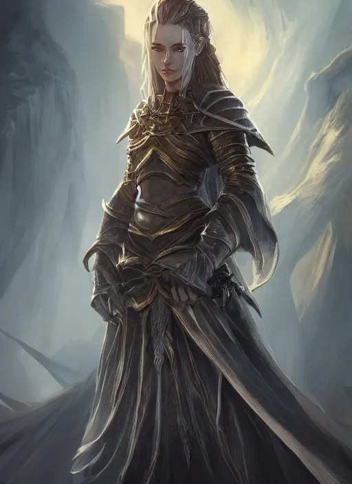 Prompt: priest female, ultra detailed fantasy, elden ring, realistic, dnd character portrait, full body, dnd, rpg, lotr game design fanart by concept art, behance hd, artstation, deviantart, global illumination radiating a glowing aura global illumination ray tracing hdr render in unreal engine 5