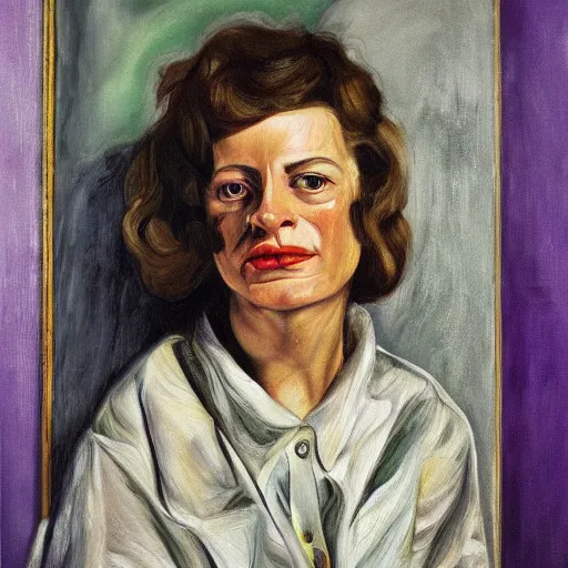 Prompt: high quality high detail painting by lucian freud, hd, portrait of violet tarantino