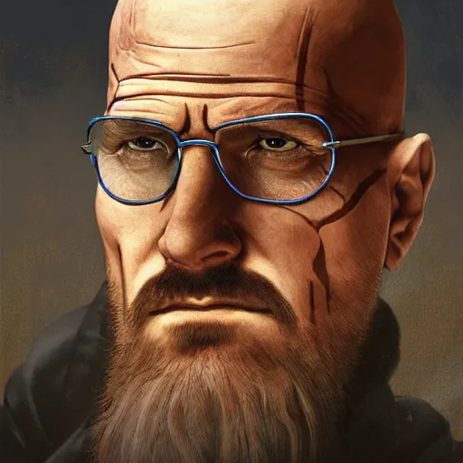 Image similar to Heisenberg as Kratos, highly detailed, digital painting, artstation, concept art, smooth, sharp focus, illustration, ArtStation, art by artgerm and greg rutkowski and alphonse mucha and J. C. Leyendecker and Edmund Blair Leighton and Katsuhiro Otomo and Geof Darrow and Phil hale and Ashley wood and Ilya repin and Charlie Bowater