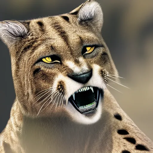 Image similar to sabertooth cat, photorealistic, 5 0 mm