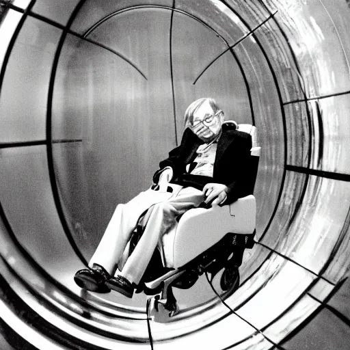 Prompt: stephen hawking falling through glass, photography,