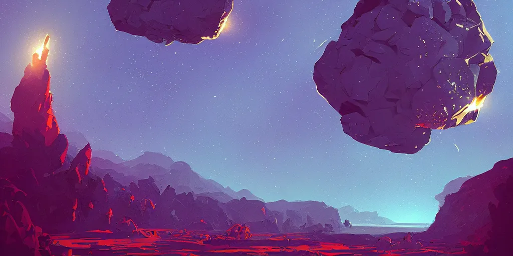 Prompt: asteroids by alena aenami and petros afshar