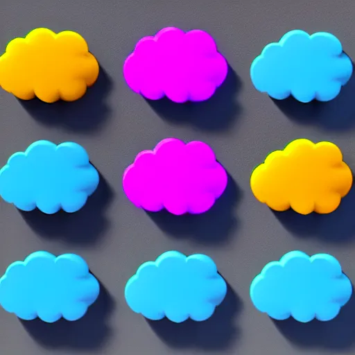 Image similar to a cloud computing isometric 3 d icons for mobile game, 8 k resolution, gamedesign, octane render, blender 3 d