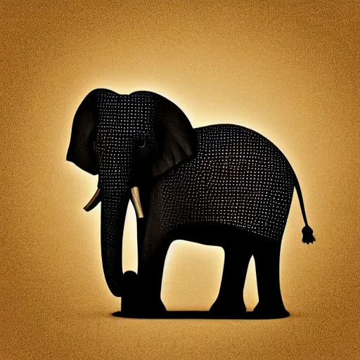 Prompt: an elephant in the savannah, black silhouette, tribal style