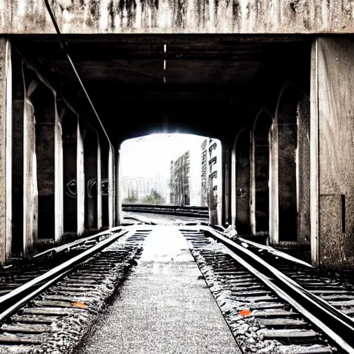 Image similar to poor people life under railway bridge, hyper realistic, best on adobe stock, 3 5 mm lens by steve mccury