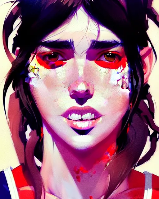 Image similar to a ultradetailed beautiful panting of a stylish girl in a knicks jersey, by conrad roset, greg rutkowski and makoto shinkai, trending on artstation
