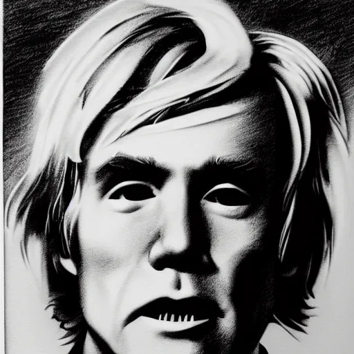 Image similar to pencil illustration of Andy Warhol highly detailed, cinematic,