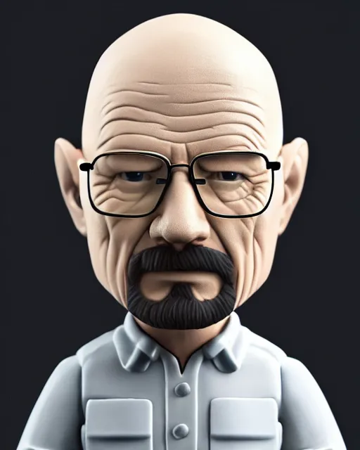 Image similar to full body 3d render of Walter White as a funko pop, studio lighting, white background, blender, trending on artstation, 8k, highly detailed