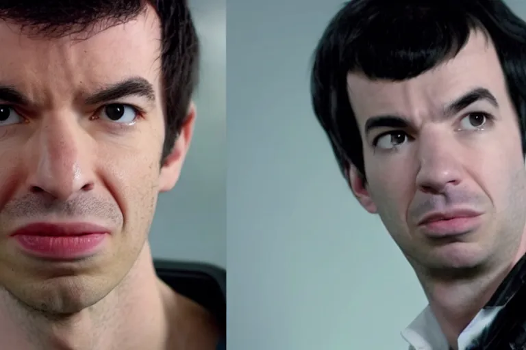 Prompt: live action film still of nathan fielder playing squall leonhart in the new sci - fi movie