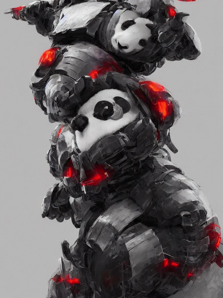 Image similar to “A detailed portrait of a giant robot panda dressed as a samurai, anime, trending on artstation, octane render, cgsociety, 4K, 8K”