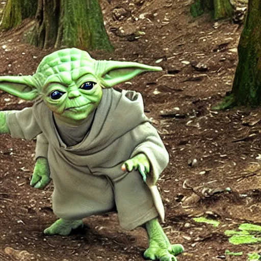 Prompt: yoda's species surounded by creatures