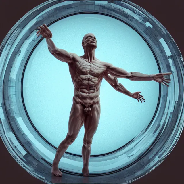 Prompt: ( ( ( a realistic vitruvian man inside a giant bubble of soap ) ) ), ( analog photography, developed photography, highly detailed, provided by unreal engine, beautiful details, maximum pixels )