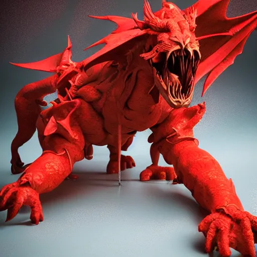 Image similar to a giant red dragon stuffed toy nft made by Ayami Kojima and beeple, vray render, unreal engine