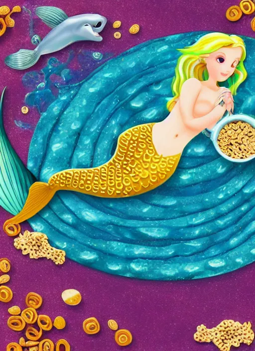 Image similar to mermaid in bol full of cereal and milk