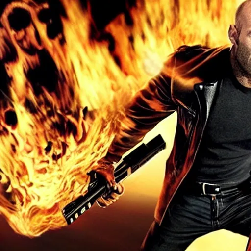 Image similar to Jason Statham as ghost rider 4K quality super realistic