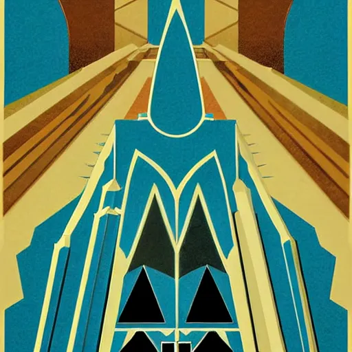 Prompt: Art Deco poster illustration of Hyrule from The Legend of Zelda