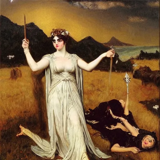 Image similar to persephone as goddess of death, by alfred stevens