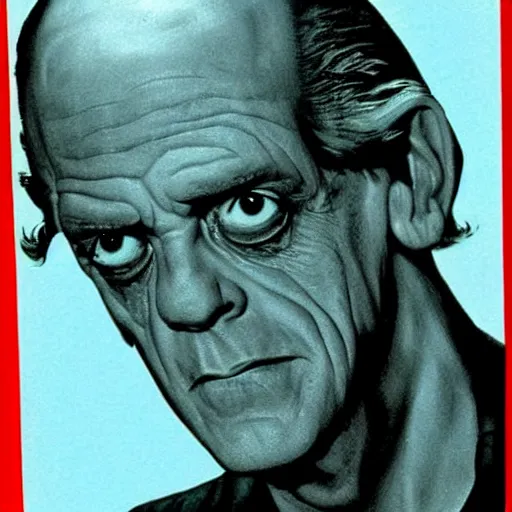 Prompt: Christopher Lloyd as Satan in retro science fiction by Kelly Freas (1960)