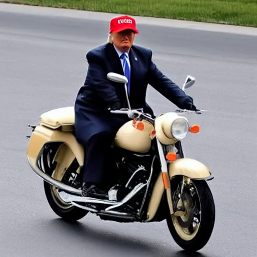 Prompt: trump riding a motorcycle