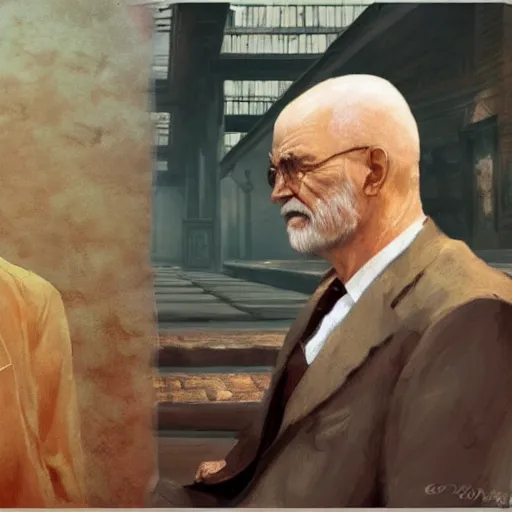 Image similar to freud versus jung, videogame screenshot by greg rutkowski