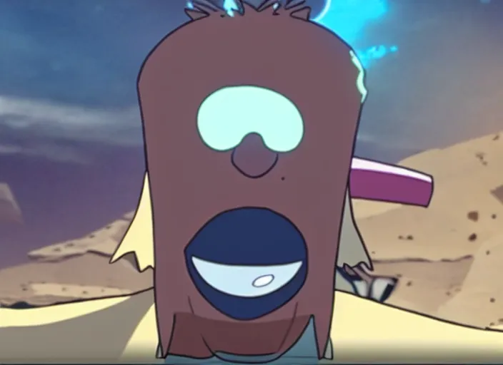 Image similar to film still of mordecai from regular show in the new scifi movie, 4 k