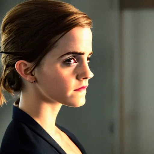 Image similar to a still of emma watson in iron man