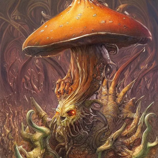 Image similar to mushroom as a fantasy D&D monster, art by Donato Giancola and James Gurney, digital art, trending on artstation