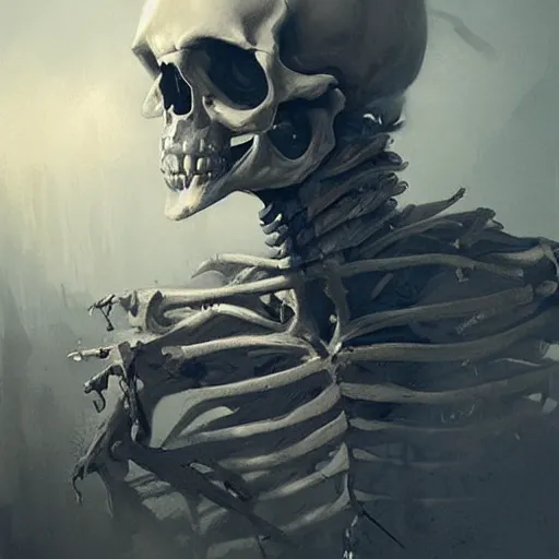 Prompt: A skeleton made of shadows by greg rutkowski