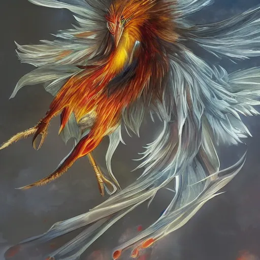 Image similar to beautiful still of the phoenix, the majestic mythical bird with the plumage of fire, beautiful intense light of fire, hyper detailed, photography, artstation