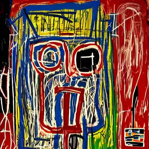 Image similar to God is a homeless man riding the subway by Jean Michel Basquiat